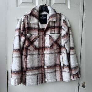 Hollister tan, black, and beige shacket